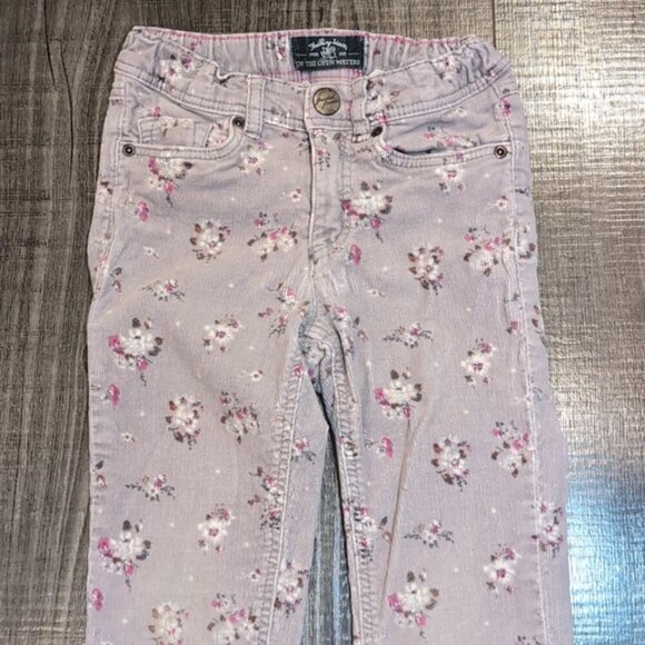 3/$20 H&M L.O.G.G. Floral Corduroy Pants Girls 5 6 Back To School Adjustable - Picture 2 of 11